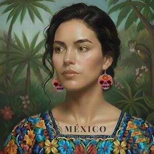 Mexican earrings pink desing